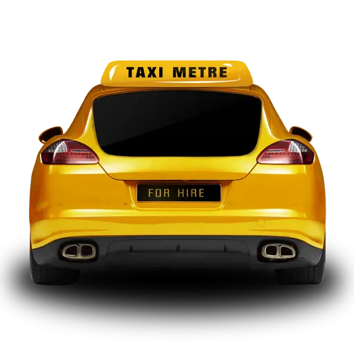 Yellow Taxi Car Rear View