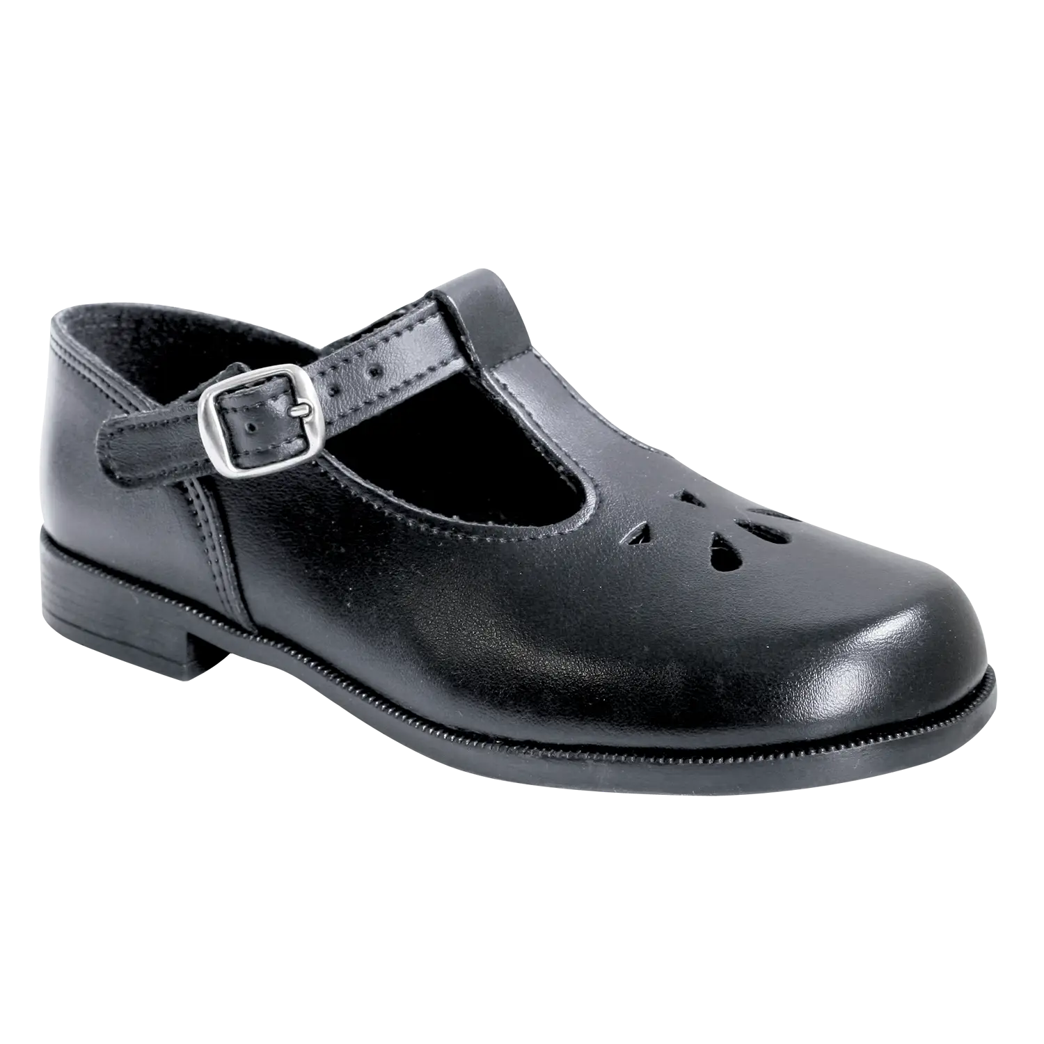 Black Leather School Shoe with Buckle