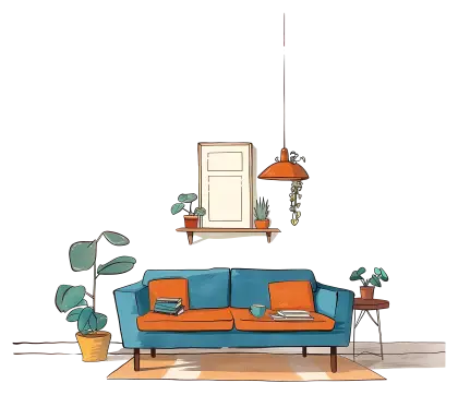 Illustration of Cozy Living Room Interior
