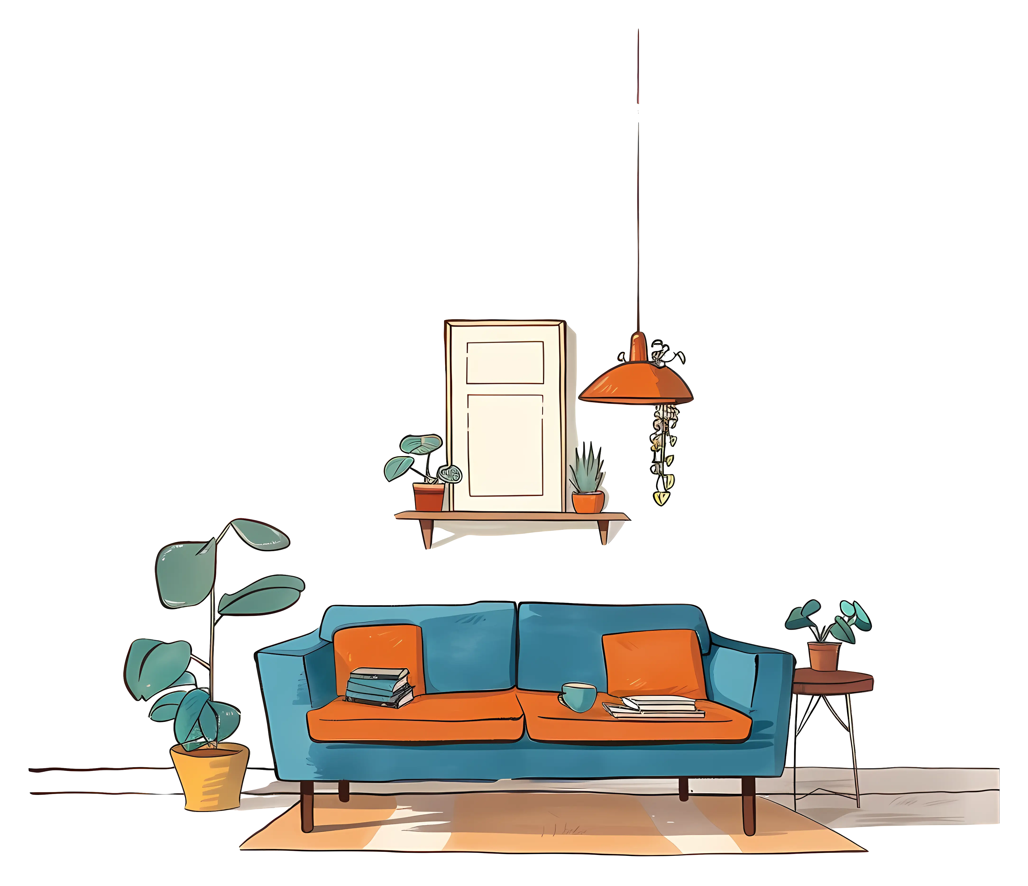 Illustration of Cozy Living Room Interior