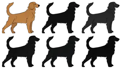 Dog Silhouettes in Various Poses