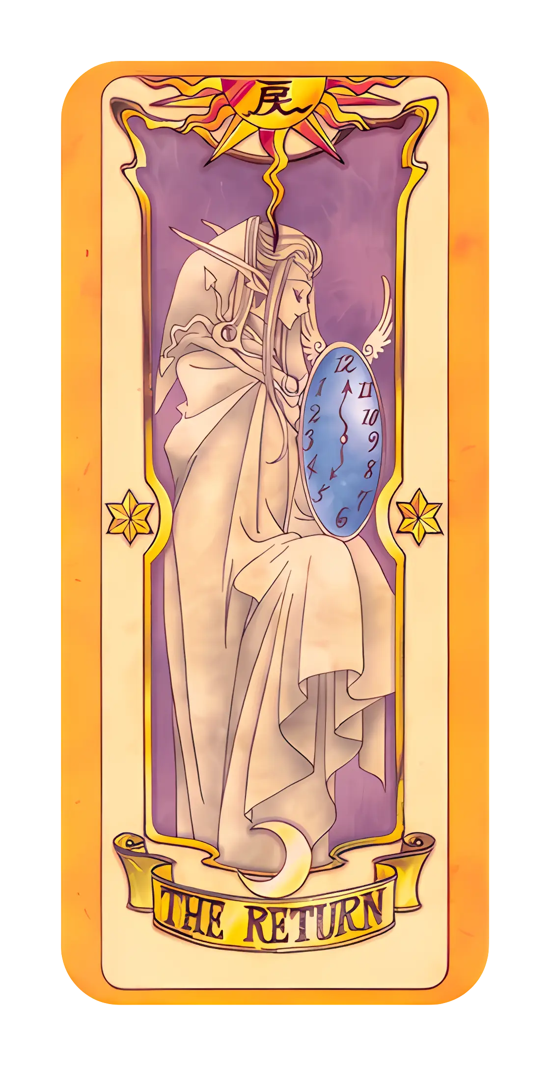 Tarot Card 'The Return' with Clock and Character