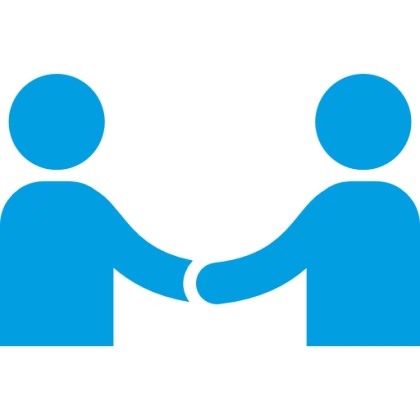 Blue Handshake Icon Representation