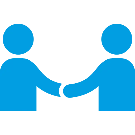 Blue Handshake Icon Representation