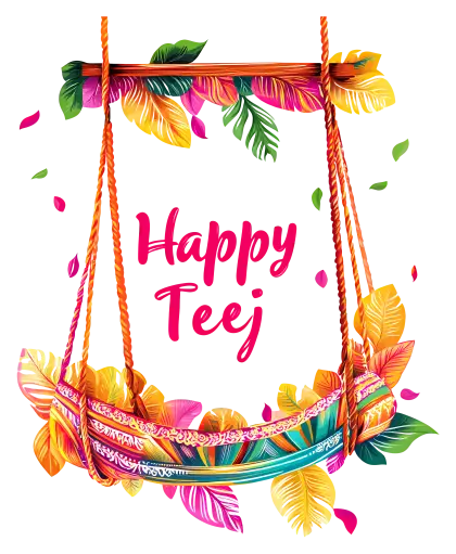Colorful Swing with Happy Teej Text