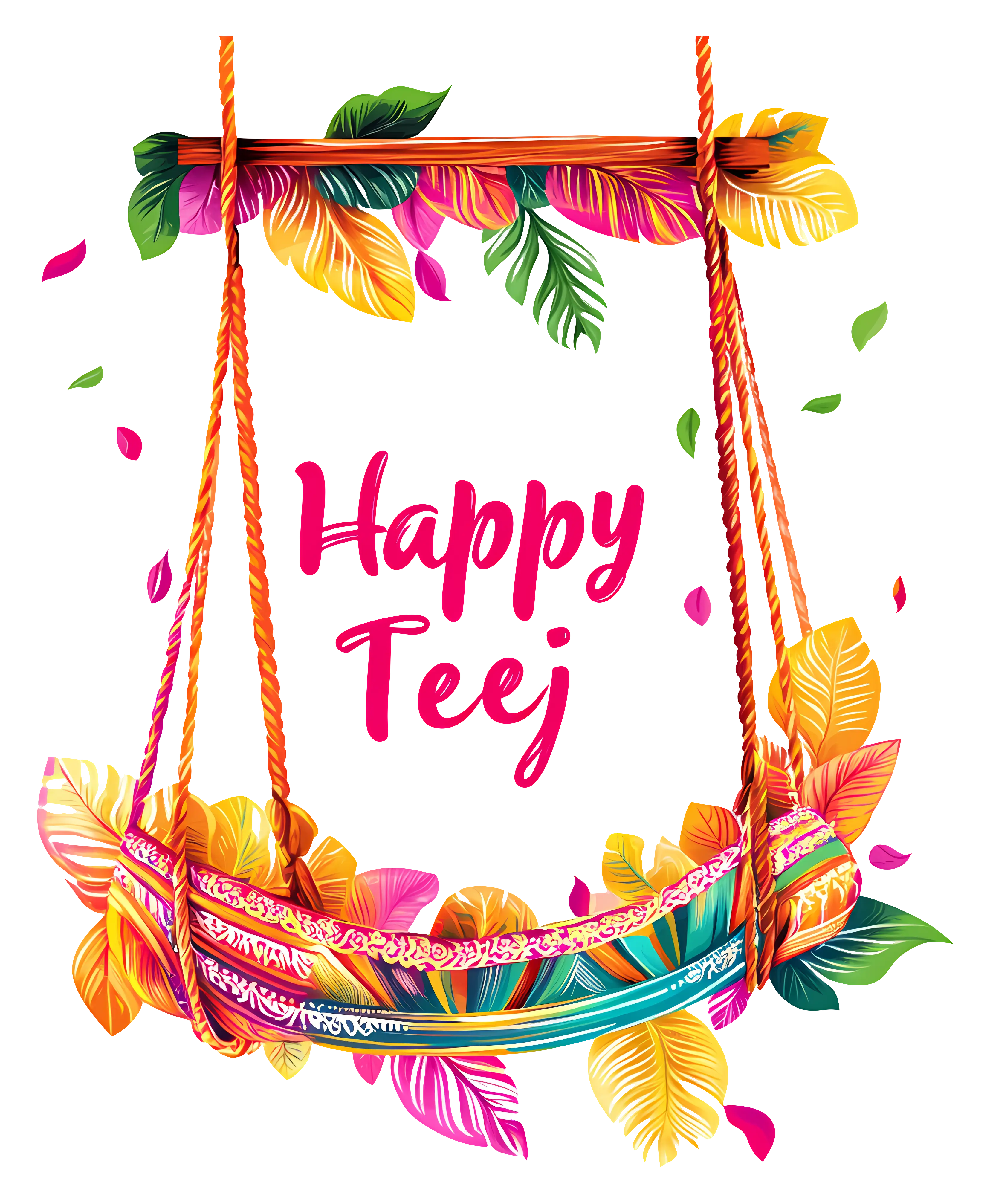 Colorful Swing with Happy Teej Text
