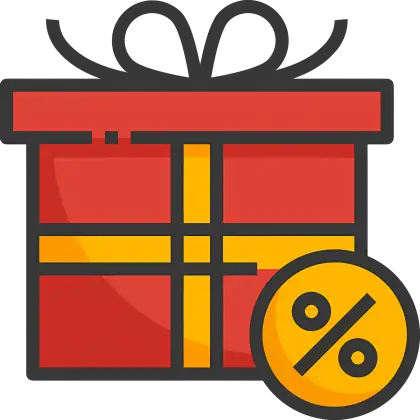 Red Gift Box with Discount Symbol