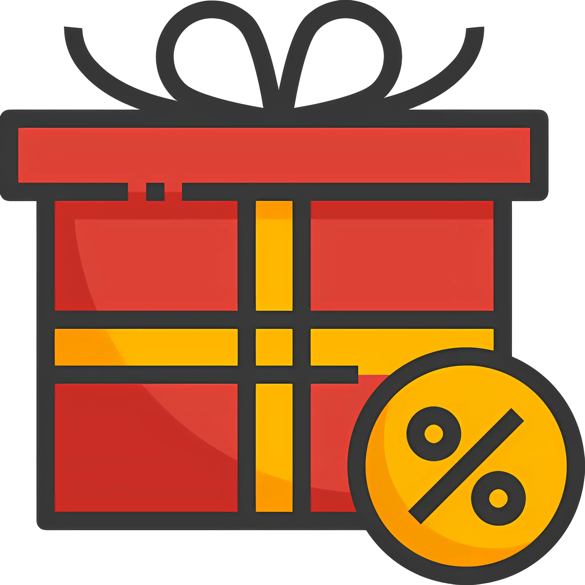 Red Gift Box with Discount Symbol