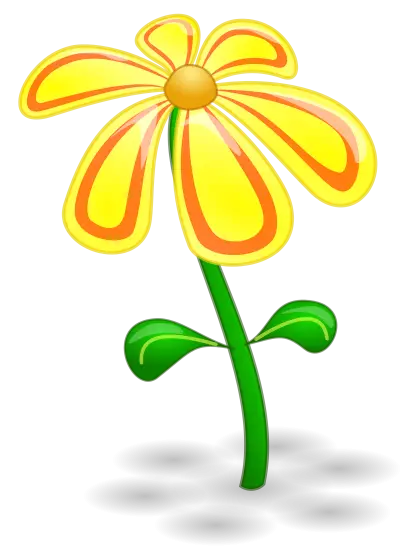 Cartoon Yellow Flower with Green Stem