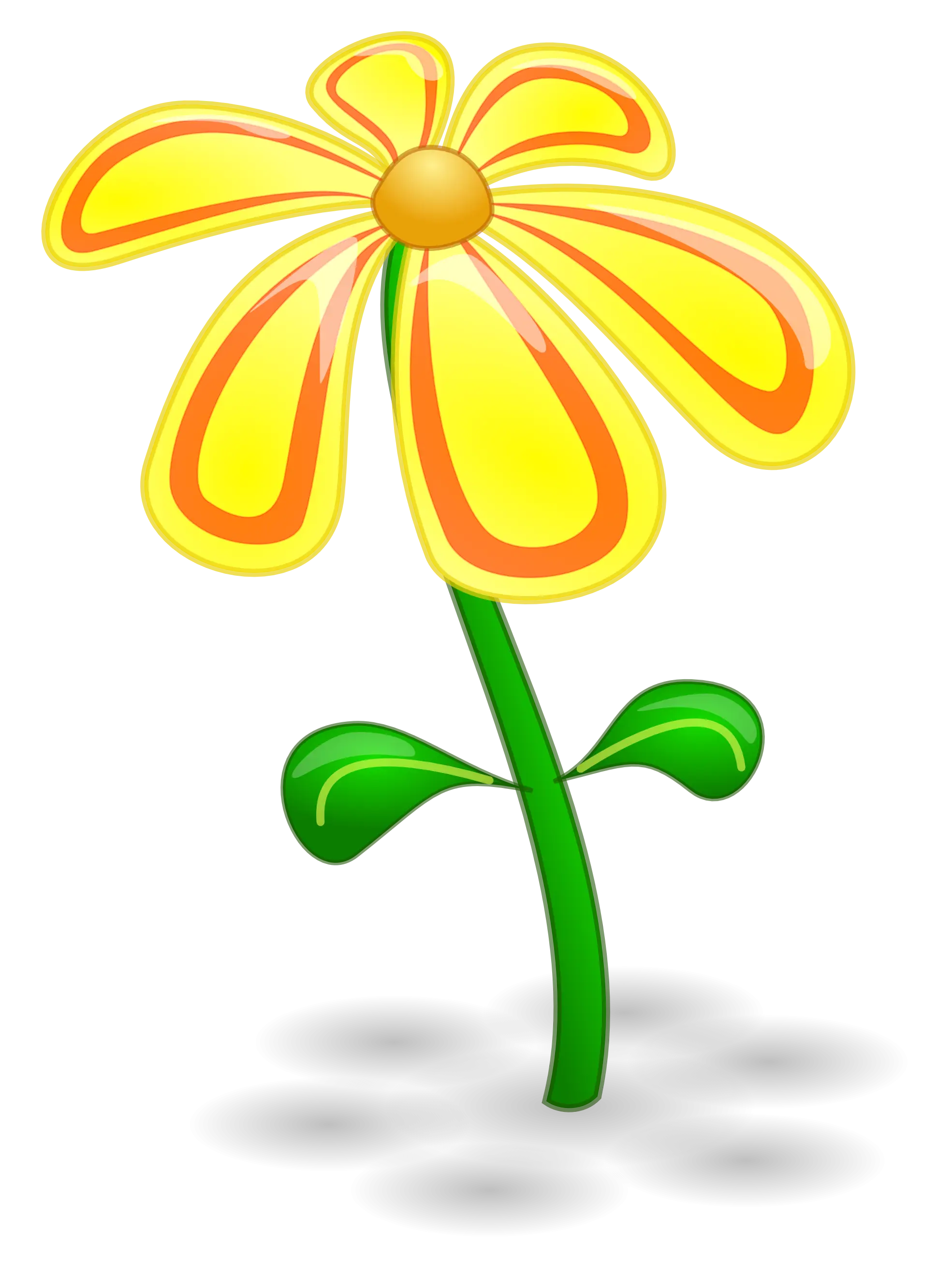 Cartoon Yellow Flower with Green Stem