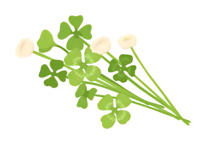 Minimal Clover Leaves and Flower Illustration