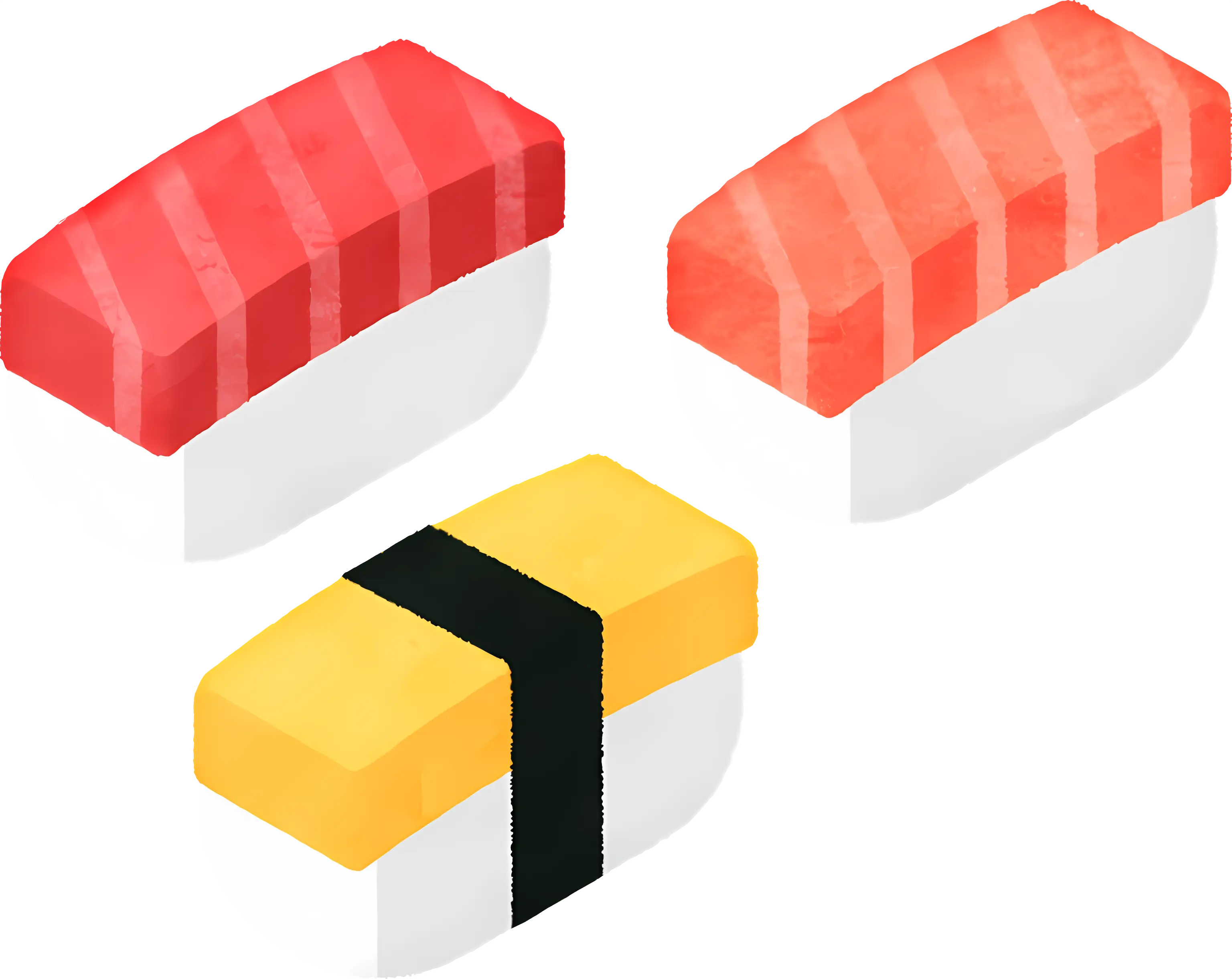 Sushi Pieces with Rice and Toppings