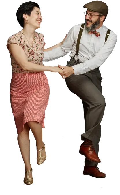 Happy Dancing Couple in Vintage Clothing