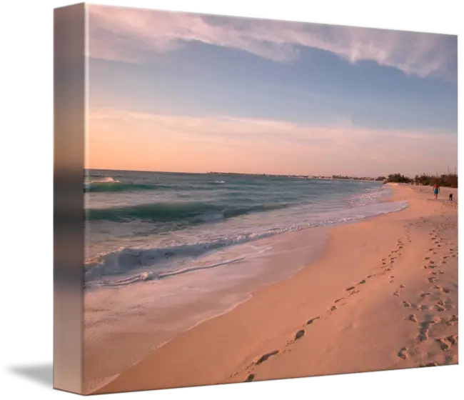 Sunset Beach Scenery with Ocean Waves