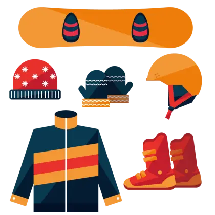 Colorful Snowboarding Gear Set
