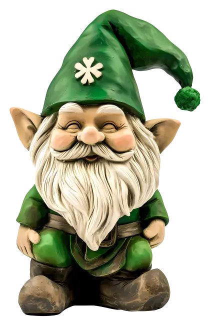 Green Garden Gnome Statue with a Smile