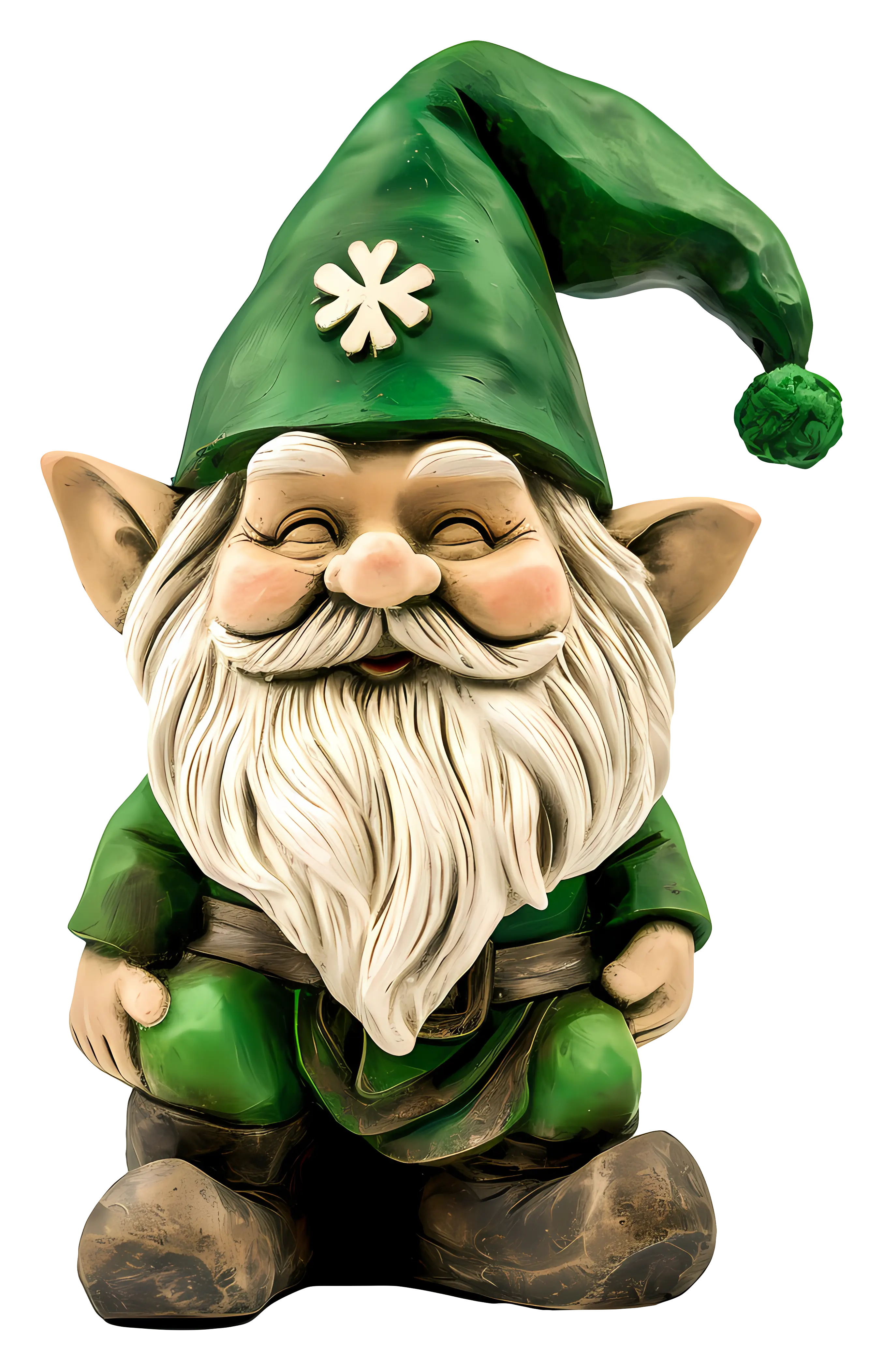 Green Garden Gnome Statue with a Smile