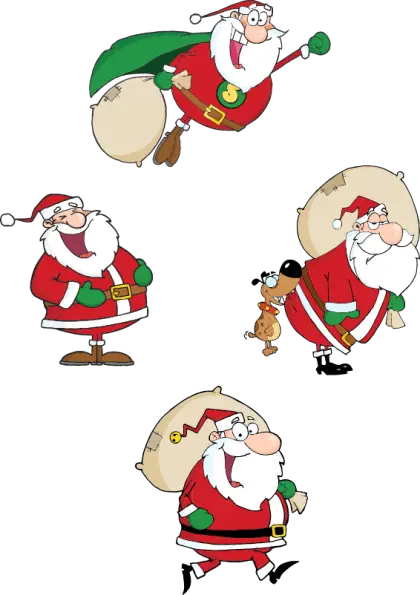 Cartoon Santa in Festive Poses
