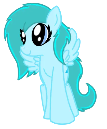 Cartoon Pony with Blue Mane and Wings