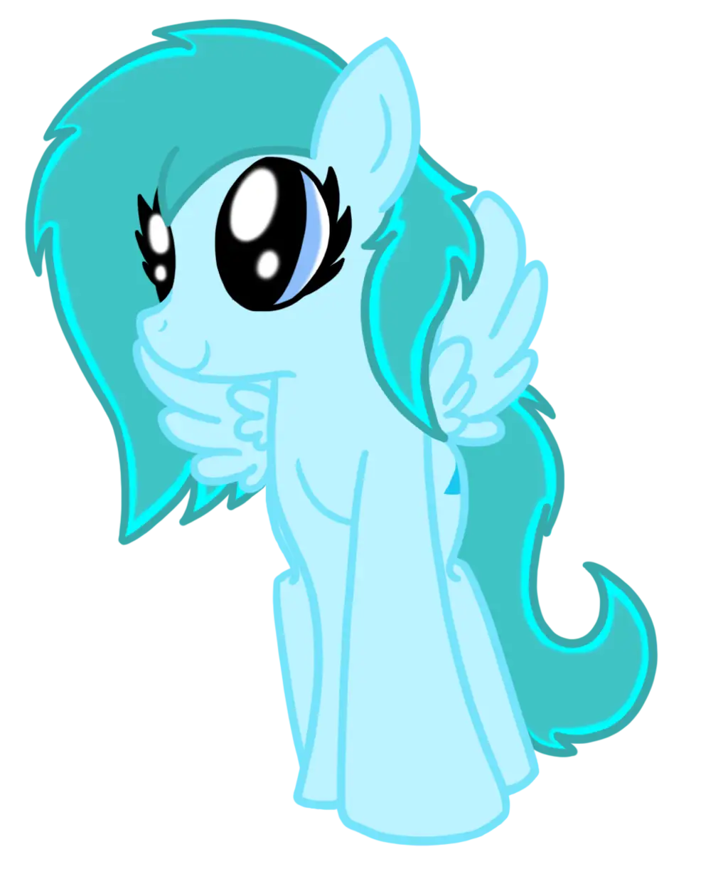 Cartoon Pony with Blue Mane and Wings