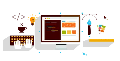 Web Design Concept with Tools and Code