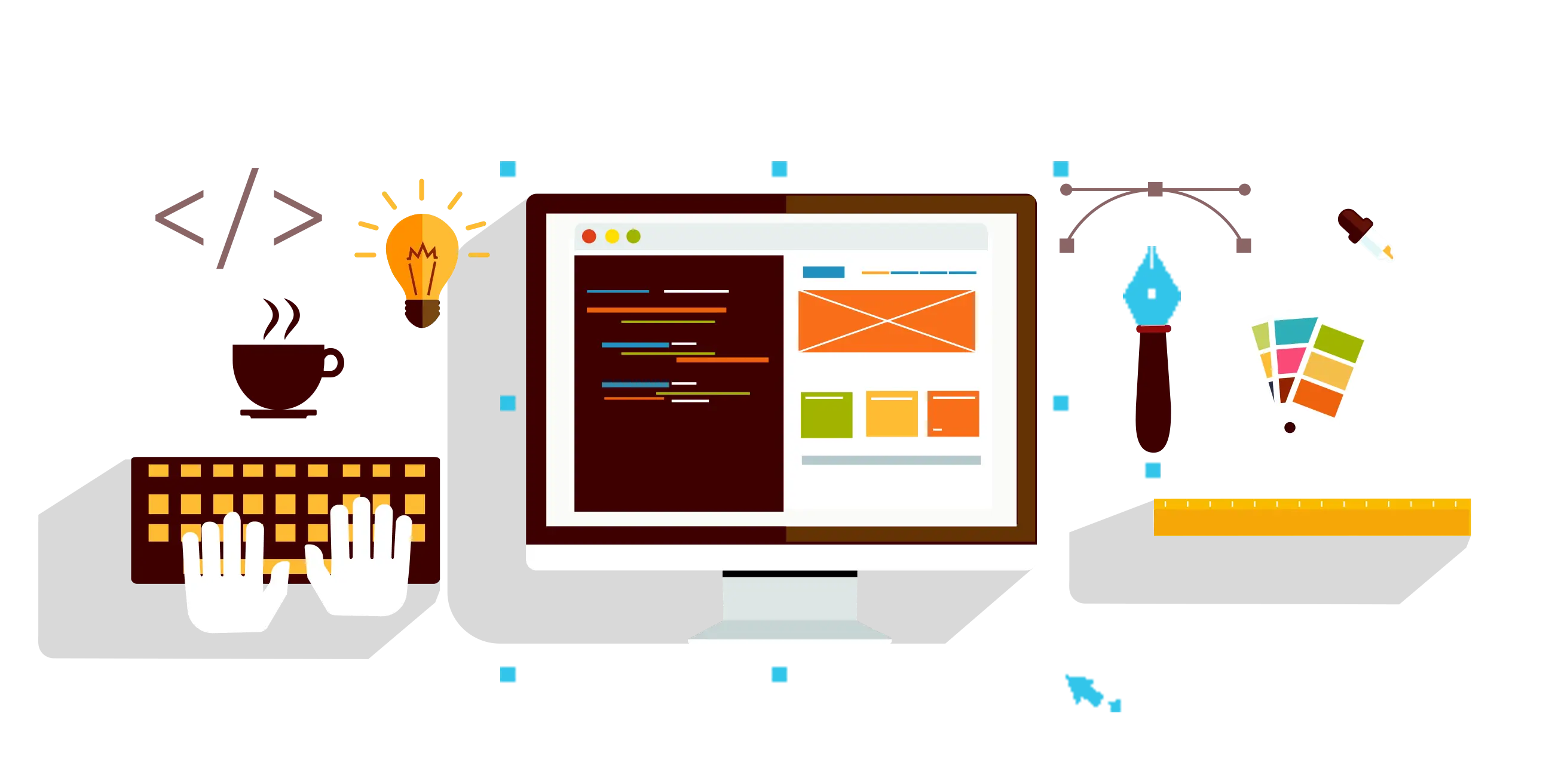 Web Design Concept with Tools and Code