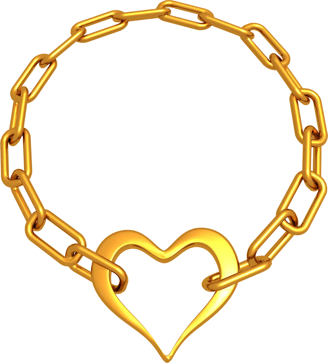 Gold Chain Bracelet with Heart Shape