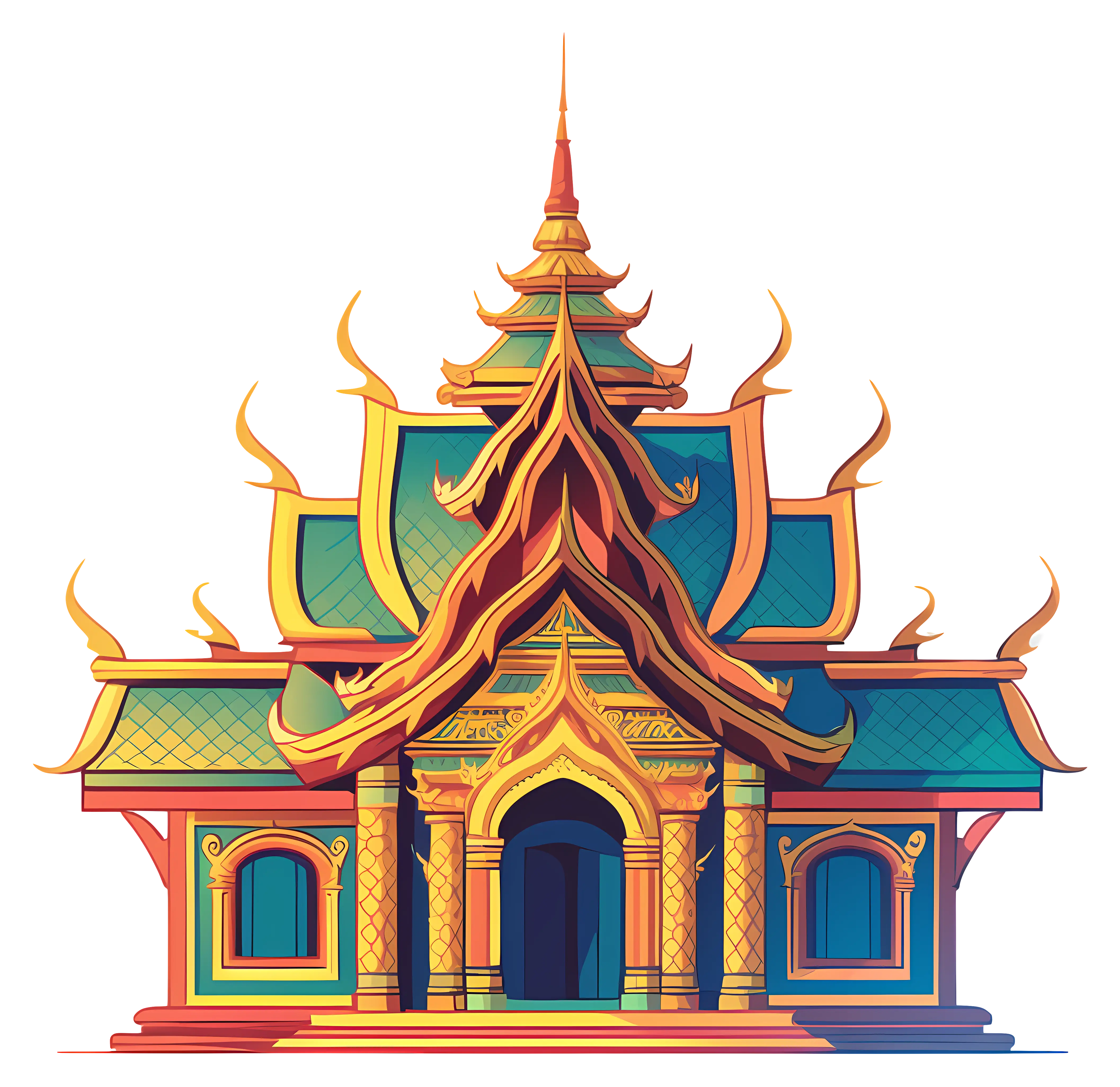 Colorful Buddhist Temple Architecture