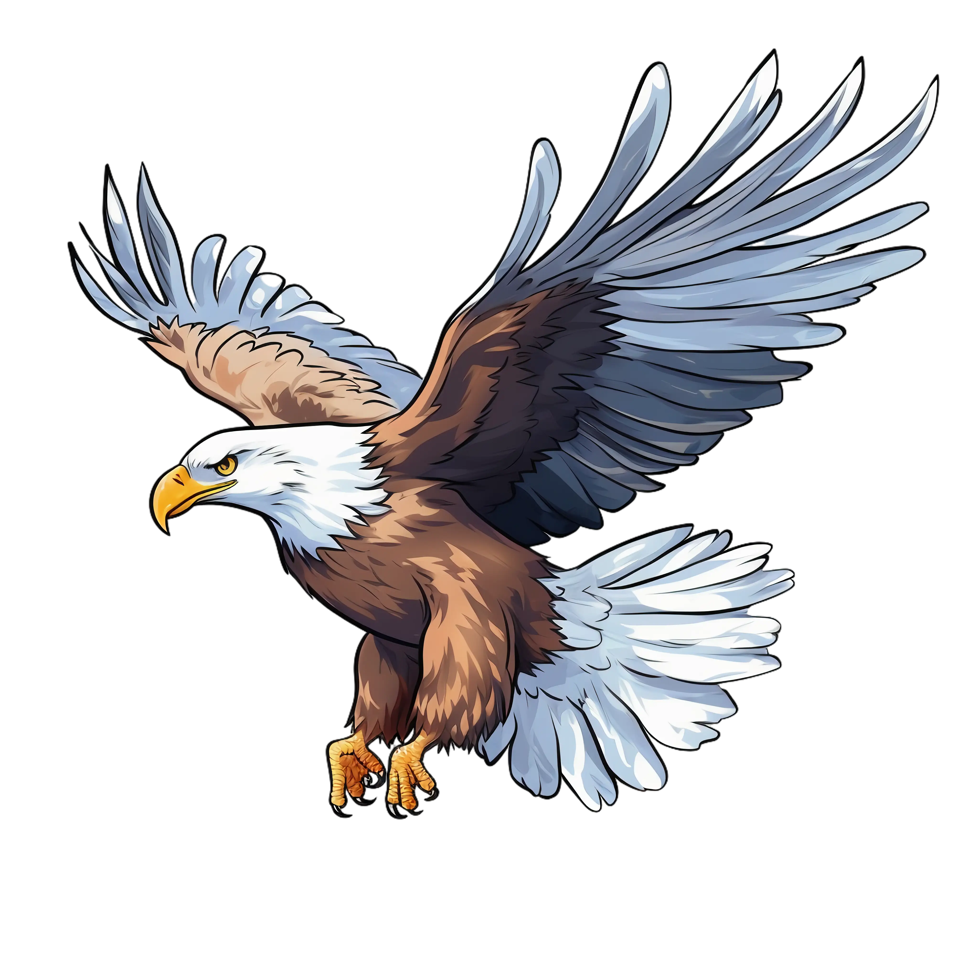 Illustration of a Majestic Bald Eagle in Flight