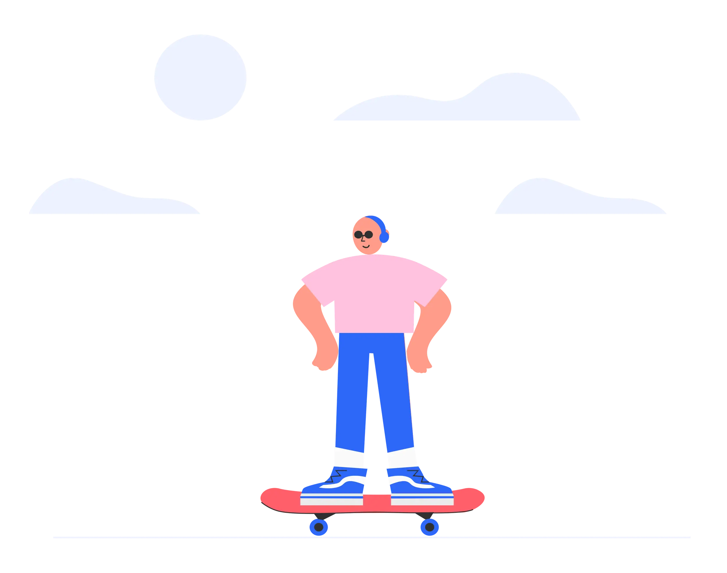 Dynamic Skateboarding Illustration in Blue and Pink Colors