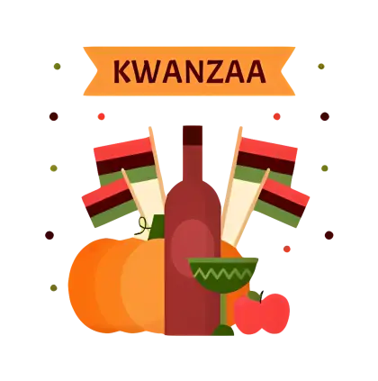 Kwanzaa Display with Flags and Wine