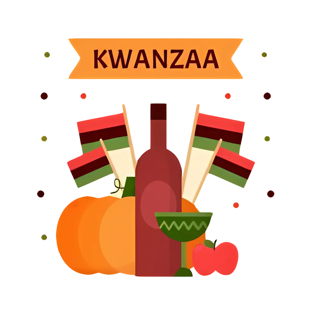 Kwanzaa Display with Flags and Wine