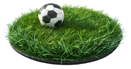 Soccer Ball on Round Grass Platform