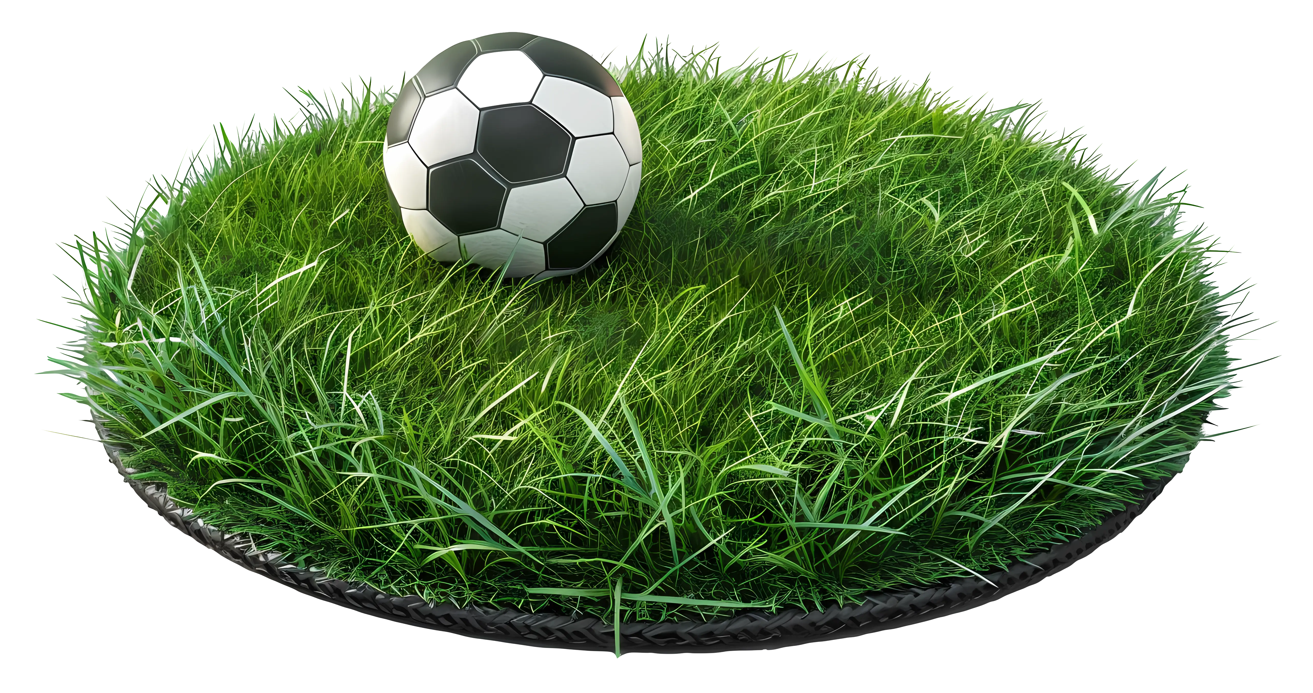 Soccer Ball on Round Grass Platform
