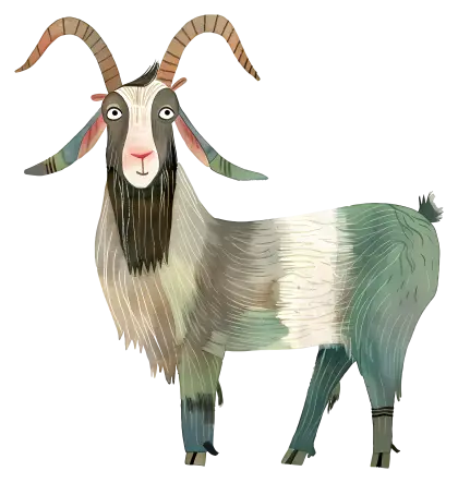 Whimsical Watercolor Goat Illustration