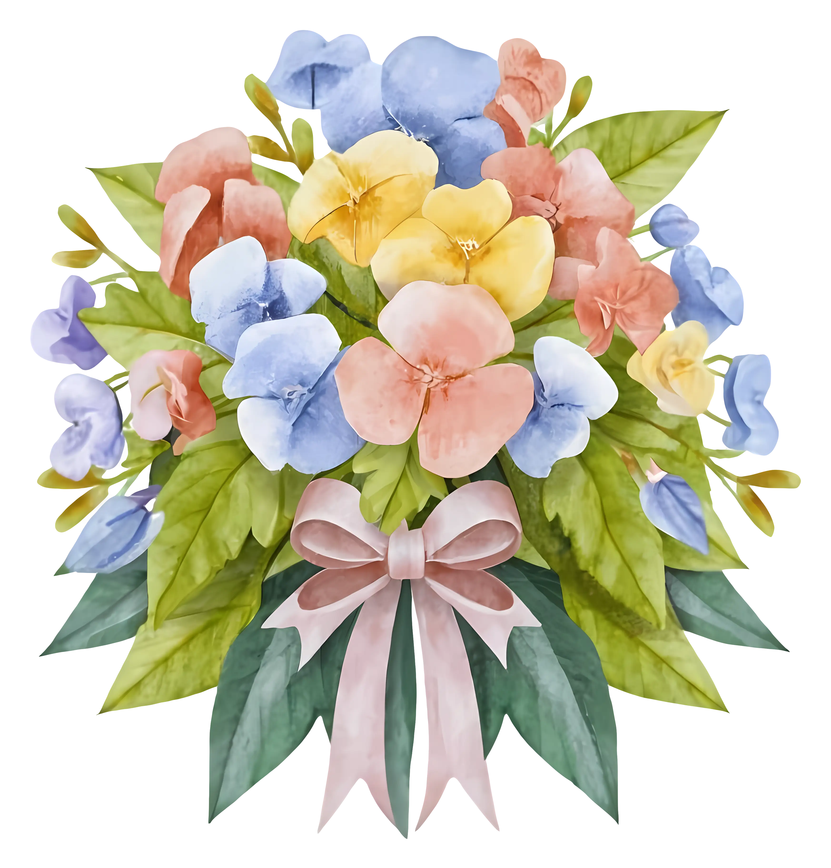 Bouquet of Colorful Flowers with Ribbon