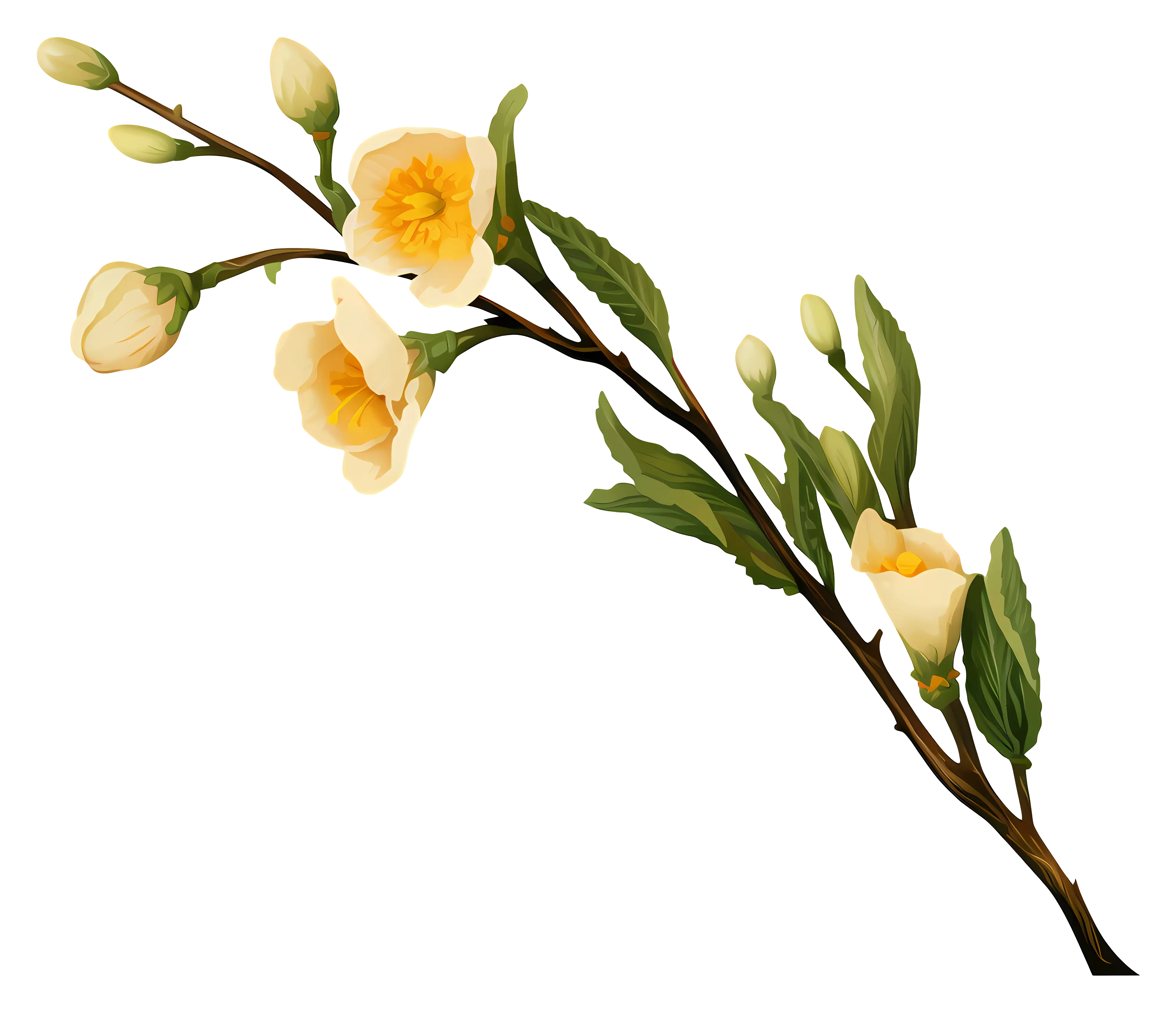 Branch with Yellow Blossoms