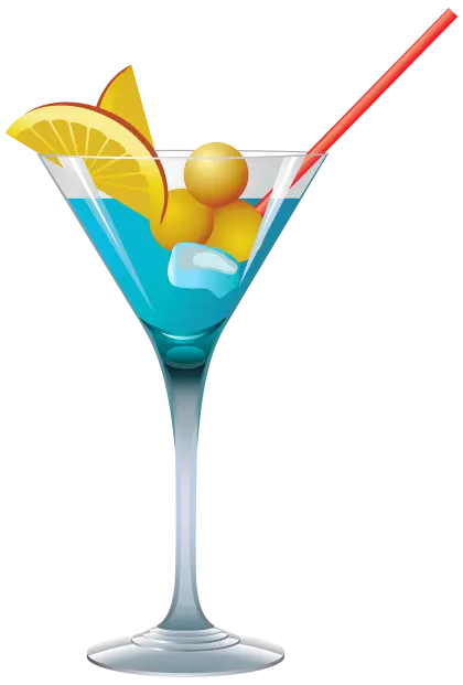 Refreshing Blue Cocktail in Martini Glass