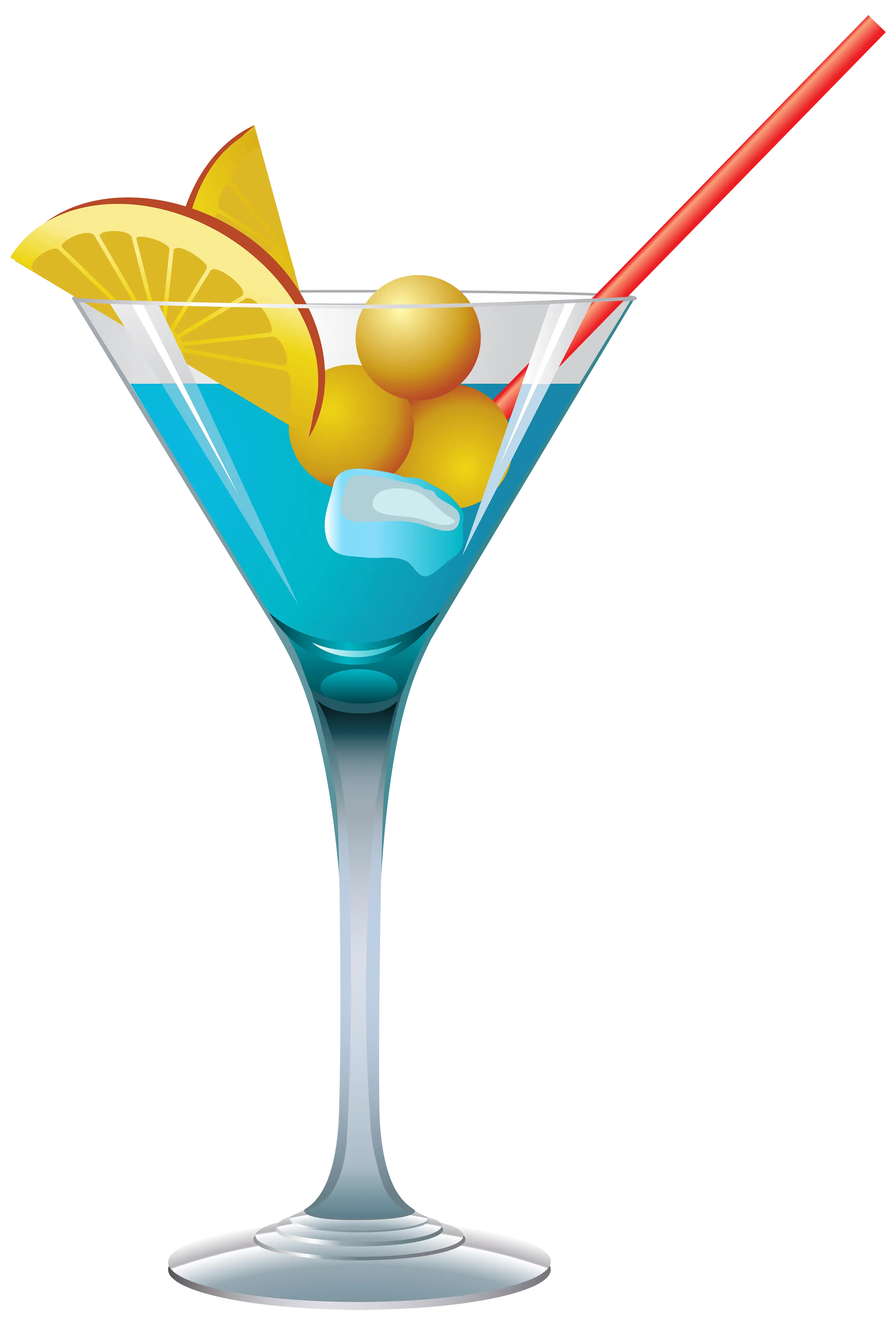 Refreshing Blue Cocktail in Martini Glass