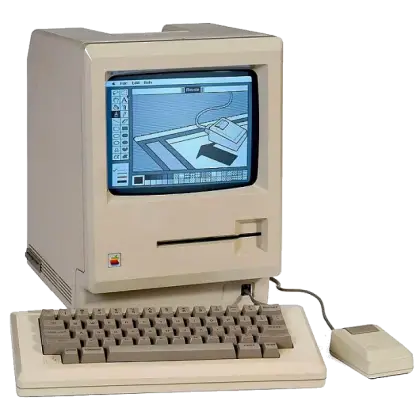 Vintage Computer with Monitor and Keyboard