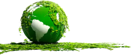 Green Globe with Leaves Representing Nature