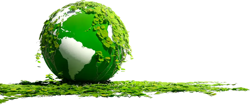 Green Globe with Leaves Representing Nature