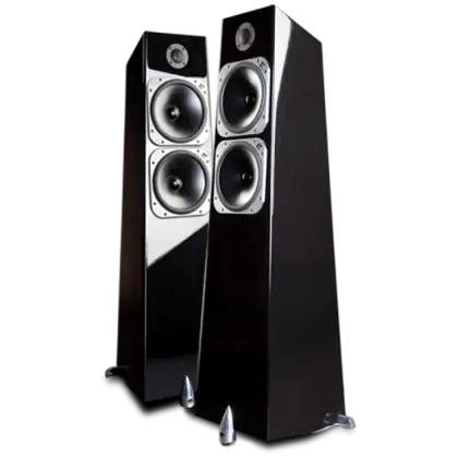 Tall Black Audio Speakers