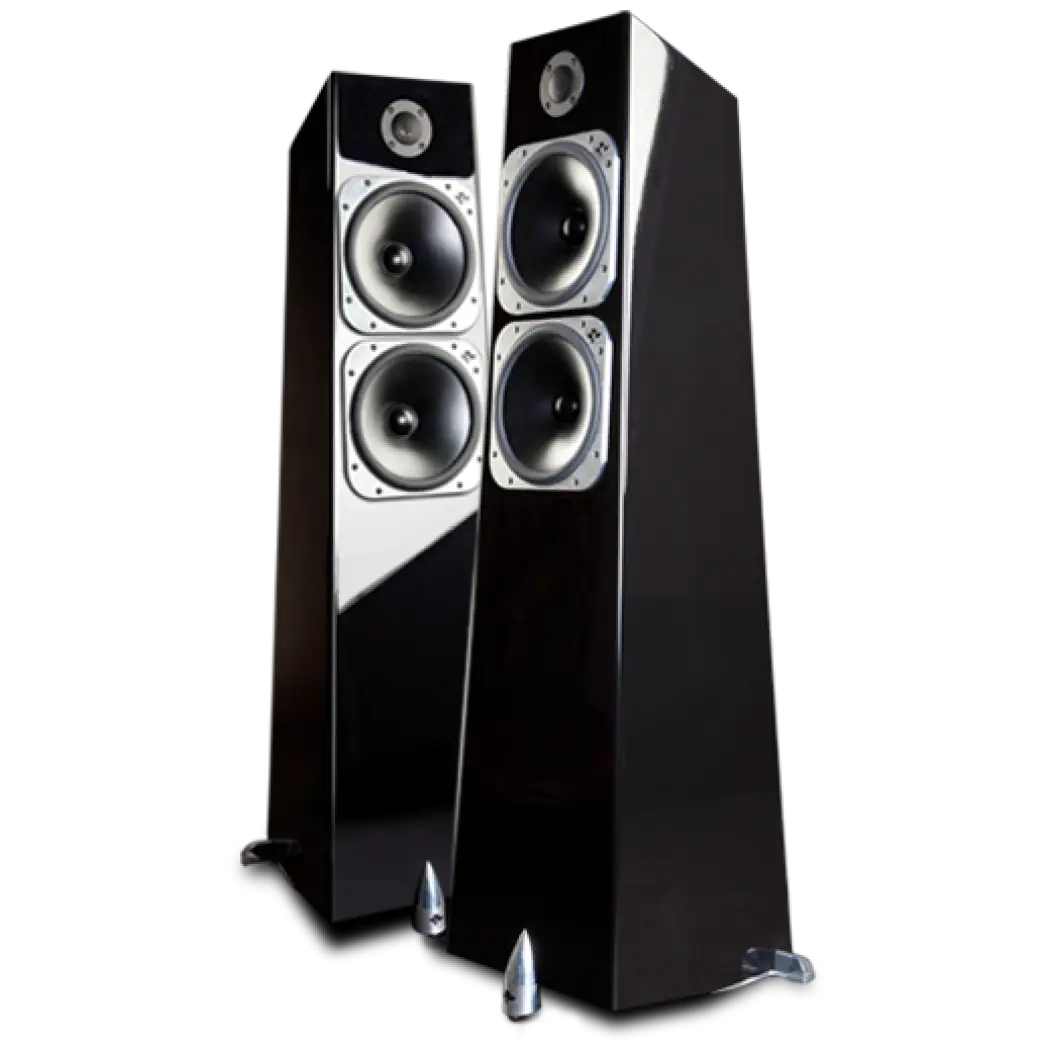 Tall Black Audio Speakers