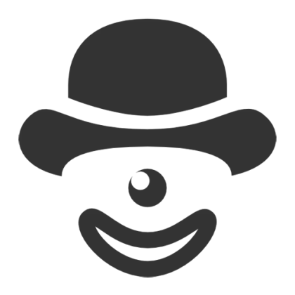 Simplistic Clown Face Icon with Hat