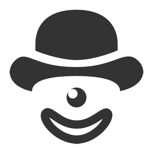 Simplistic Clown Face Icon with Hat