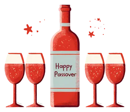 Passover Wine Bottle with Glasses