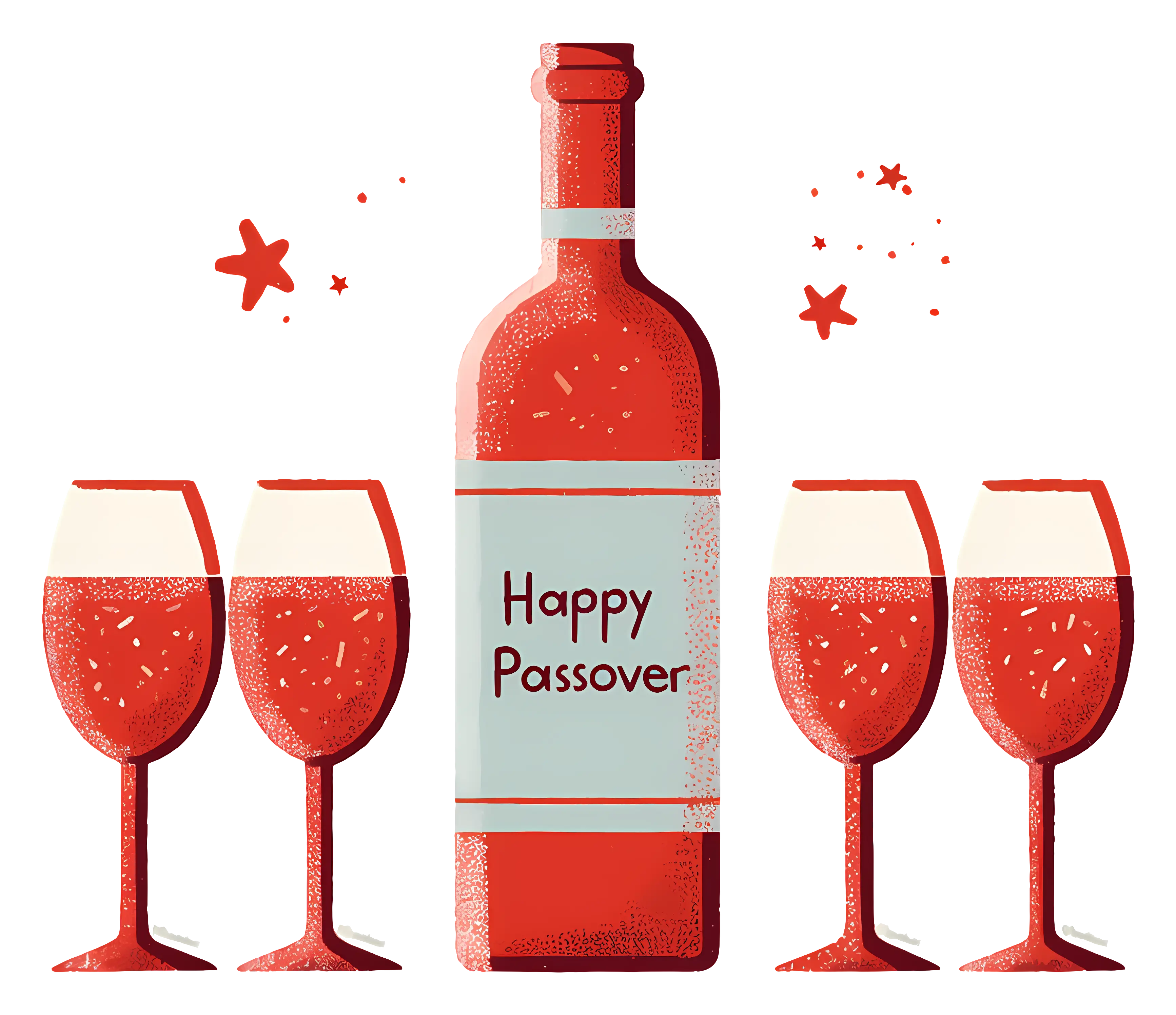 Passover Wine Bottle with Glasses