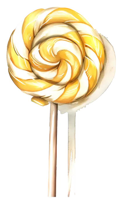 Yellow and White Swirl Lollipop Illustration