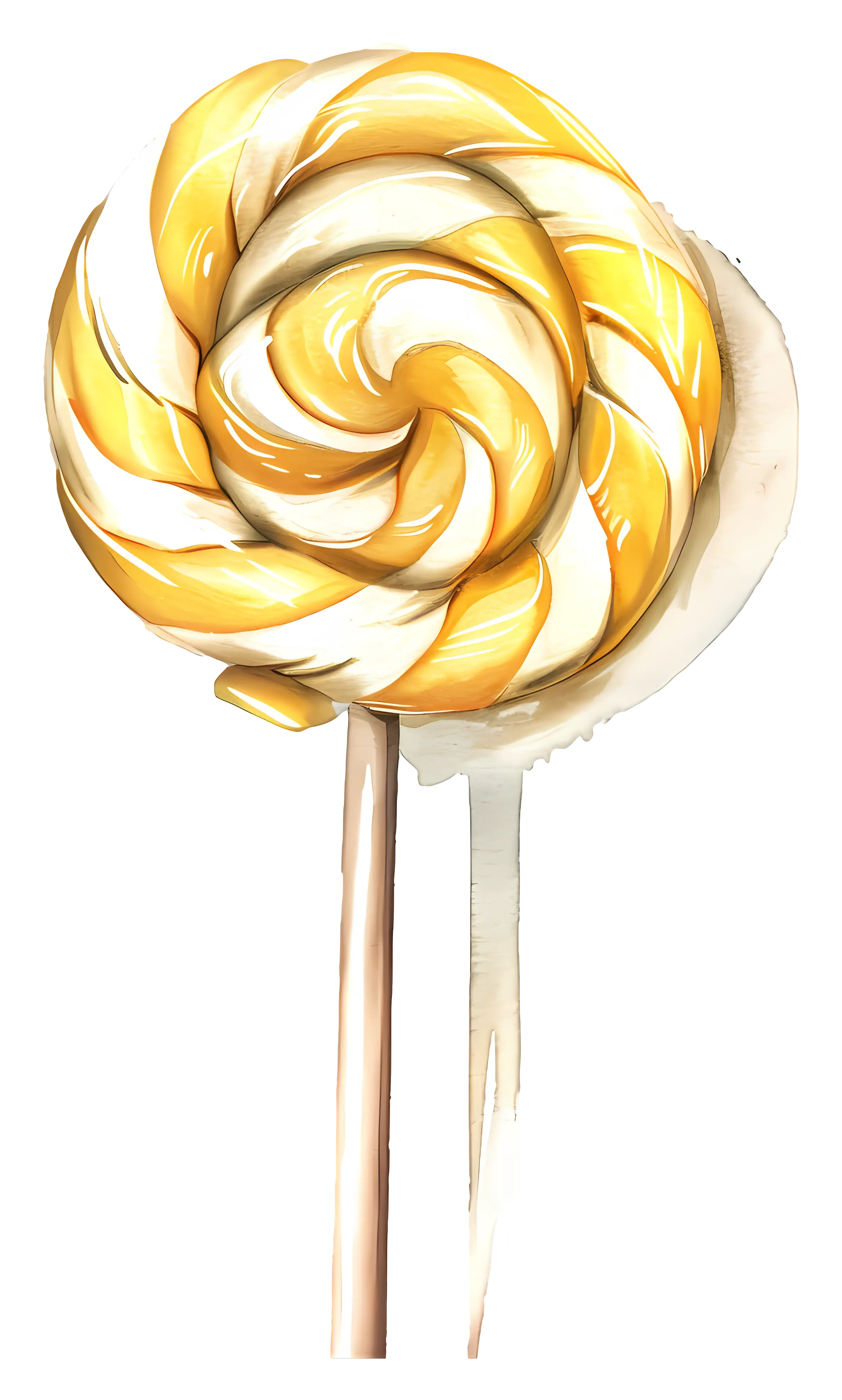 Yellow and White Swirl Lollipop Illustration